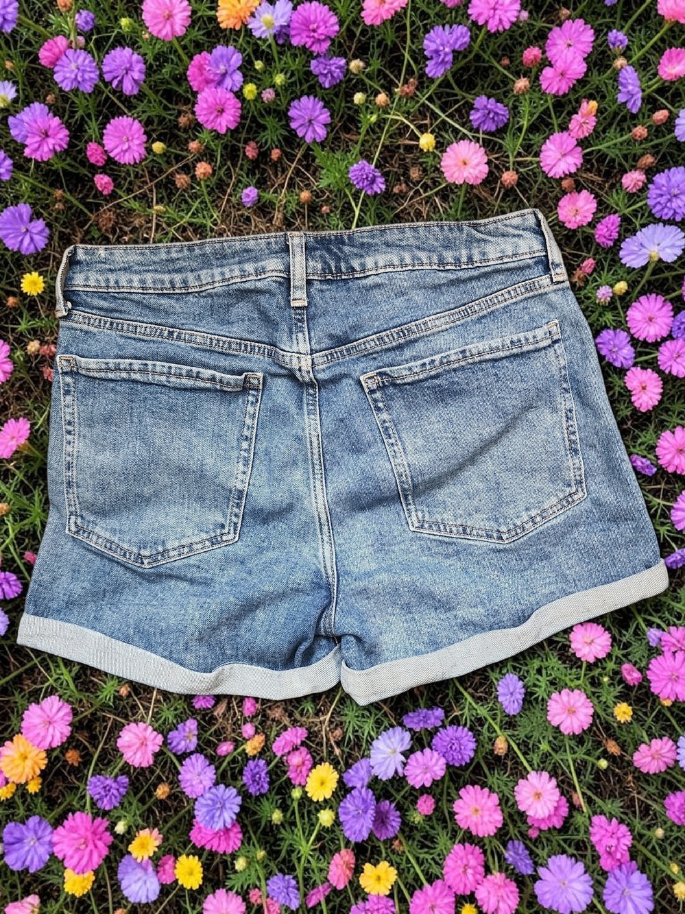 Old Navy Light Blue Distressed Rolled Cuff Denim Shorts - Picture 2 of 12